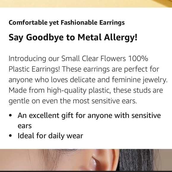 BNWT KMEOSCH 2 Pairs Plastic Pink Rose Flower Earrings Studs for Sensitive Ears - Picture 3 of 4